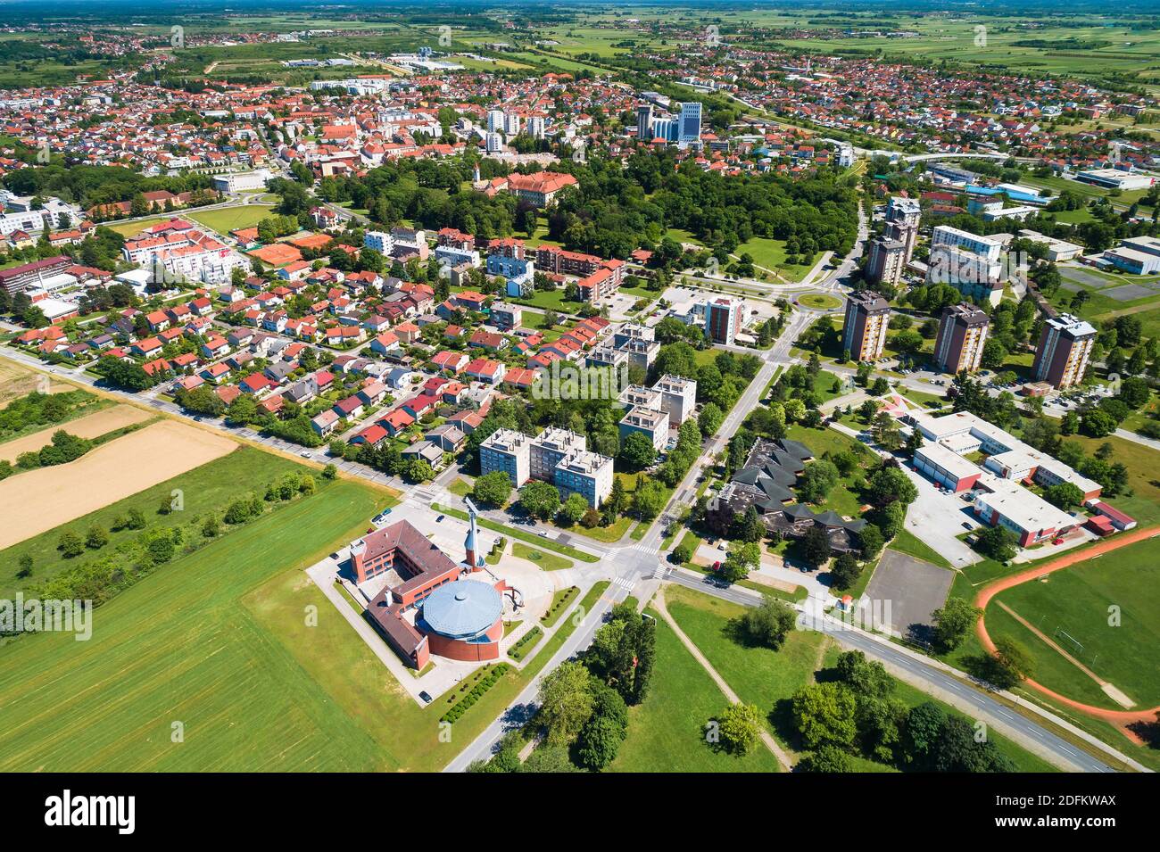 Stadt Cakovec Luftaufnahme, Medjimurje Region im Norden Kroatiens Stockfoto