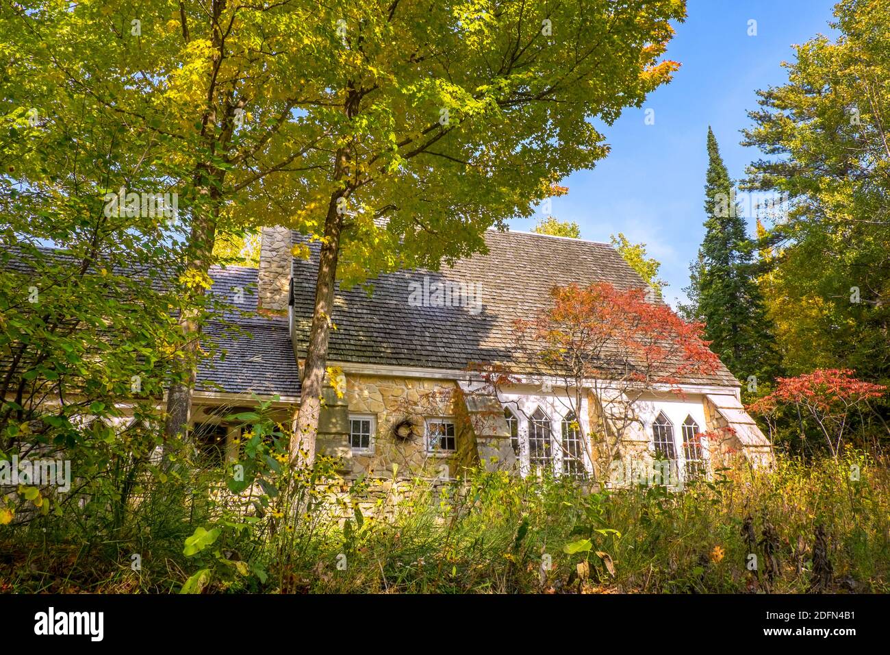 Clearing Folk School, Door County, Wisconsin, USA, im Herbst Stockfoto