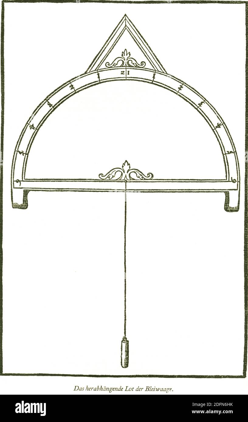 Bleiwaagen, historische Darstellung von Georgius Agricola De re metallica libri XII, Bergbau und Metallurgie, Metallurgie, veröffentlicht 1556 Stockfoto