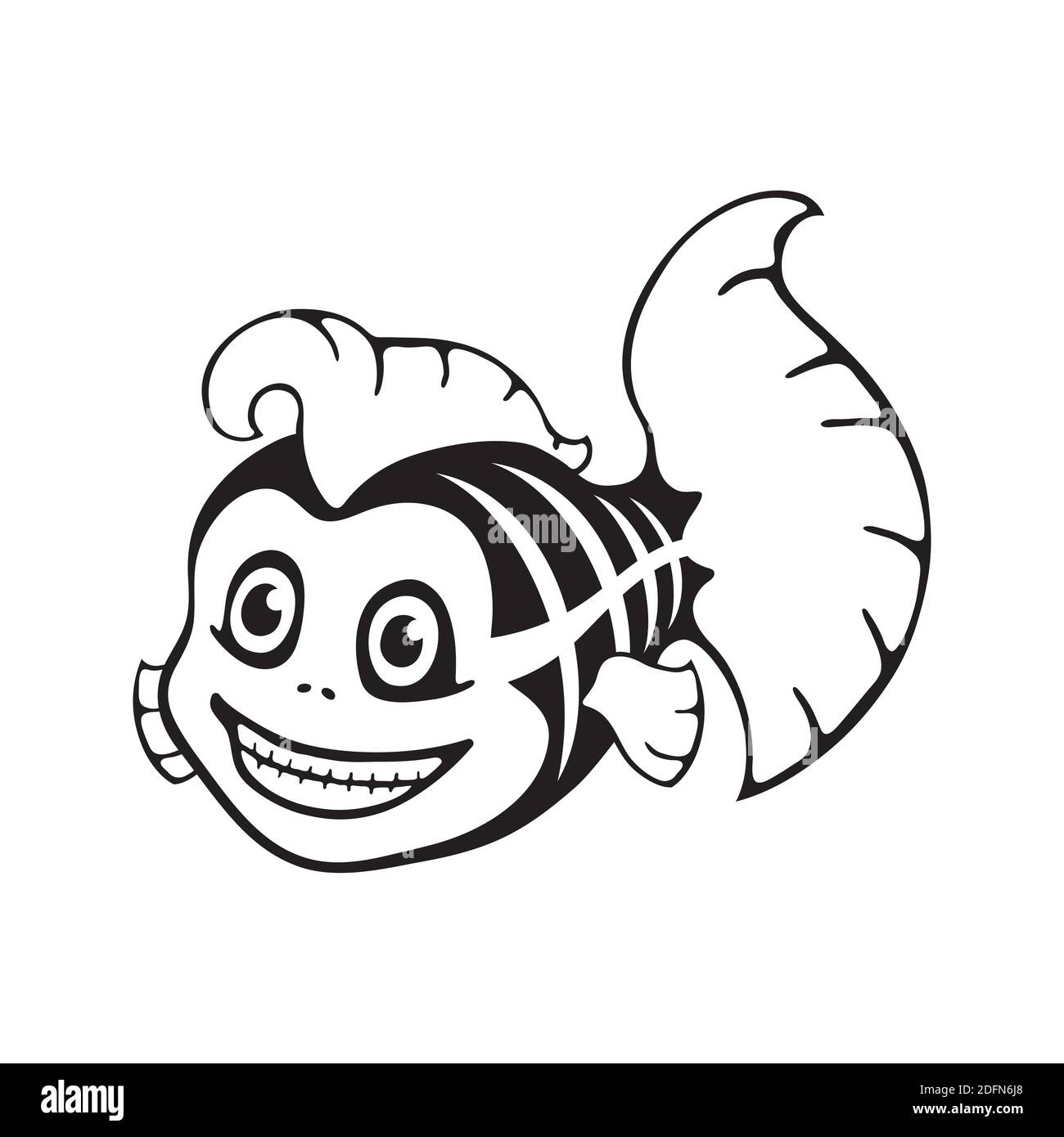Niedliches Fischskelett. Halloween Vorlage für Druck, Muster. Stock Vektor