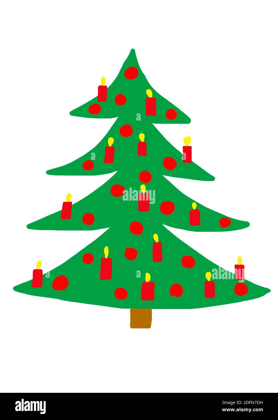 Naive Illustration, Kinderzeichnung, Weihnachten, Weihnachtsbaum, Österreich Stockfoto