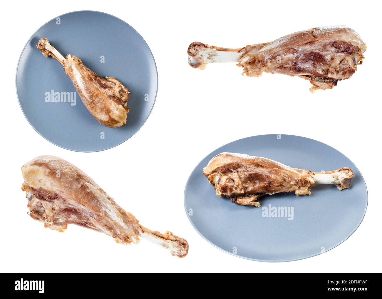 Set von gekochten truthahn Beine isoliert auf weißem Hintergrund Stockfoto