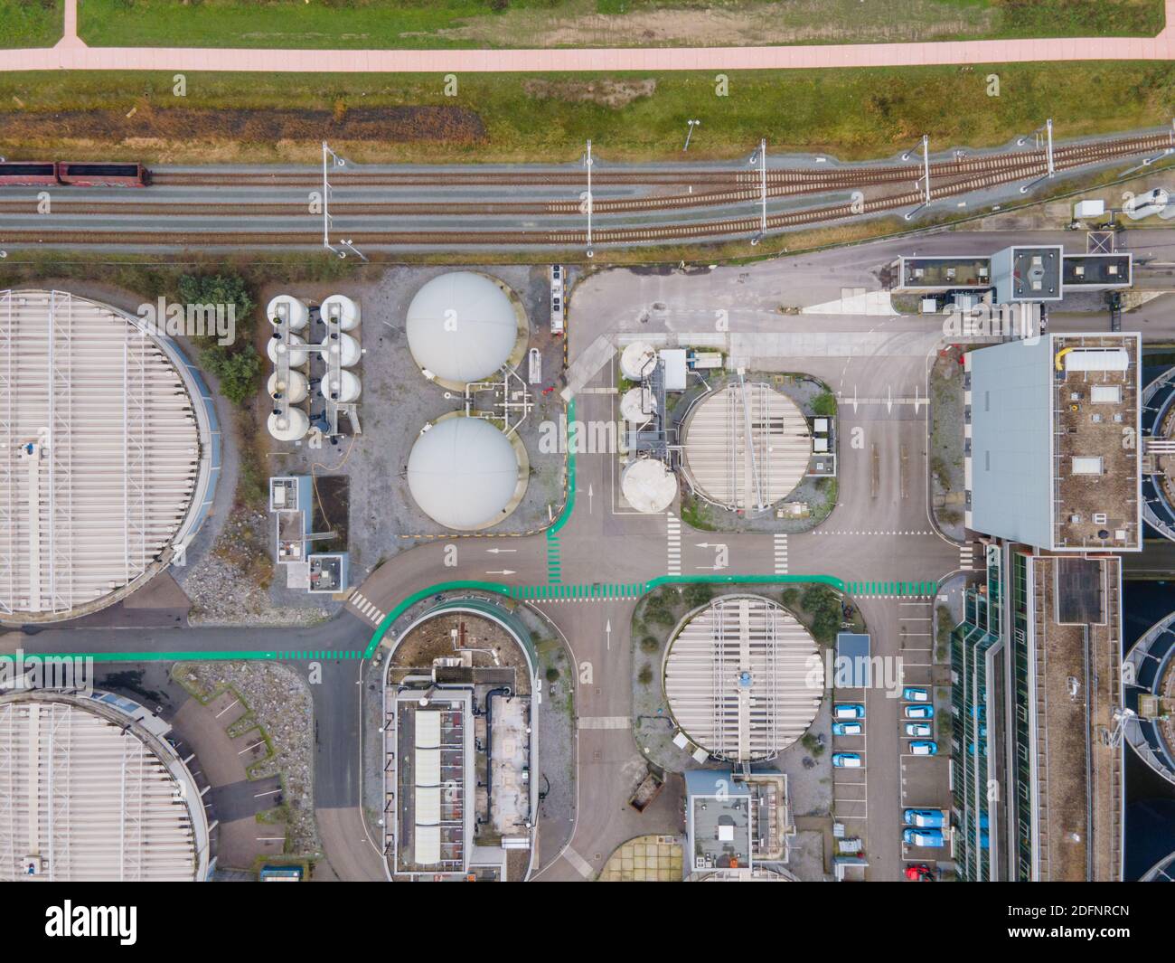 Abfallverbrennungsanlage, Amsterdam Westpoort Verbrennen von Abfällen zur Rückgewinnung von Energie. Draufsicht Stockfoto