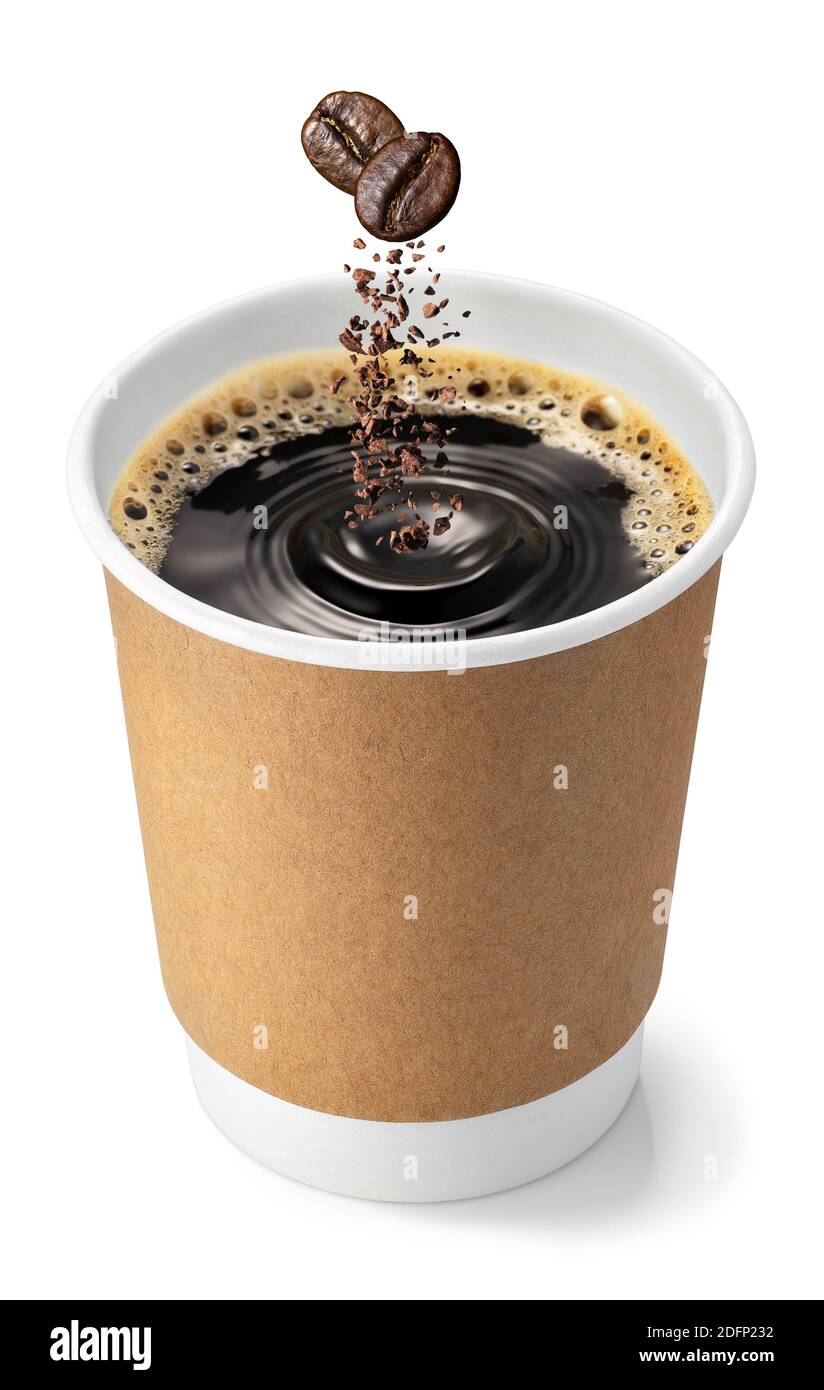 Einwegbecher mit Kaffee Stockfoto