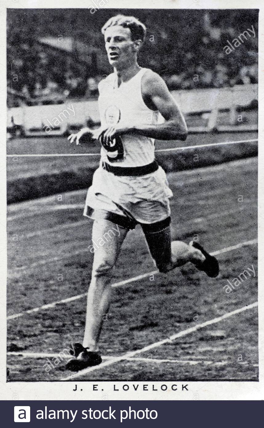 John Edward Lovelock, 1910 – 1949, war ein neuseeländischer Athlet, der Weltrekordhalter über 1500 m und Meilen und Olympiasieger von 1936 auf 1500 Metern wurde Stockfoto