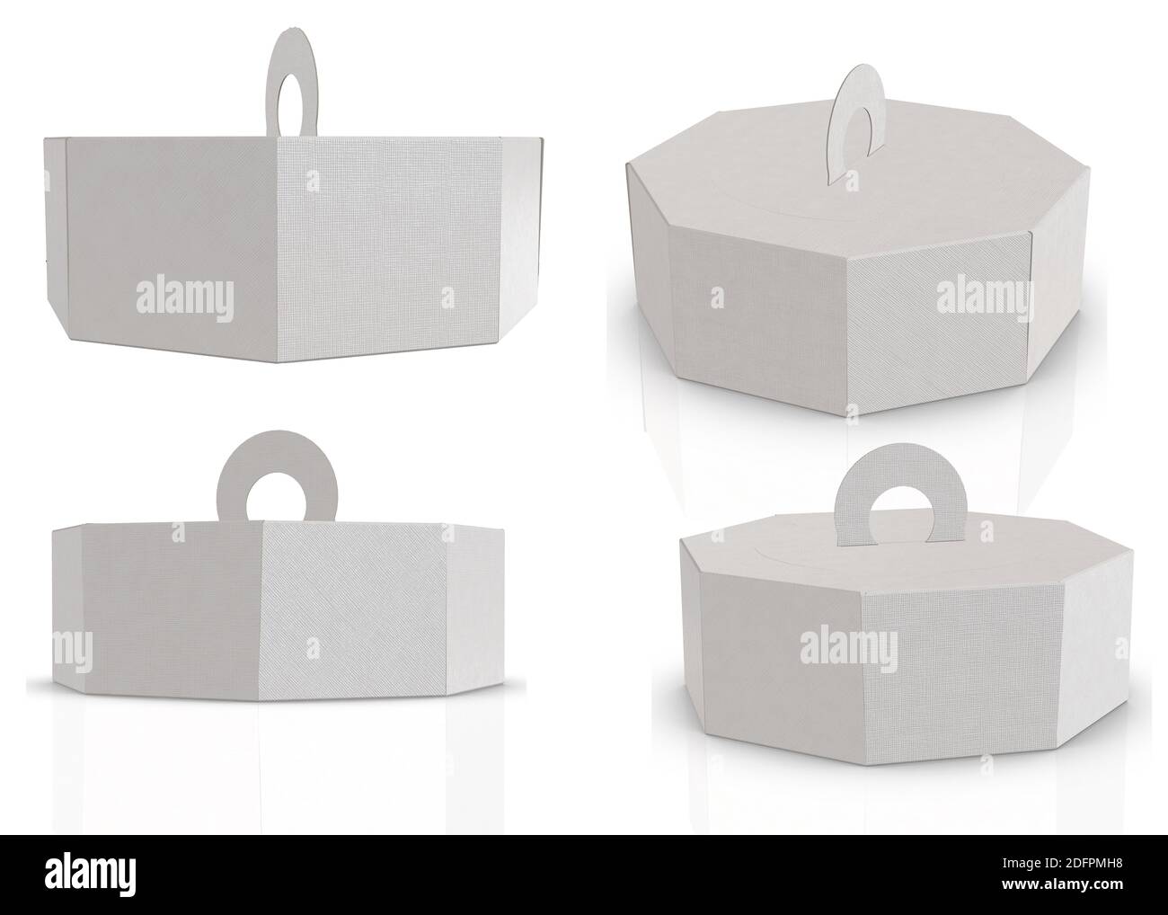 3D-Rendering - hochauflösendes Bild weißen Träger geschenkbox Vorlage isoliert auf weißem Hintergrund, hochwertige Details aus Pappe Stockfoto