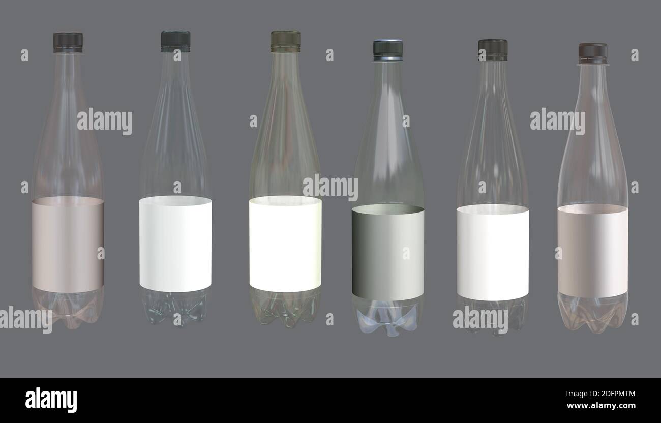 3D-Rendering - hochauflösendes Bild weiße Plastikflasche Vorlage isoliert auf weißem Hintergrund, hochwertige Details Stockfoto