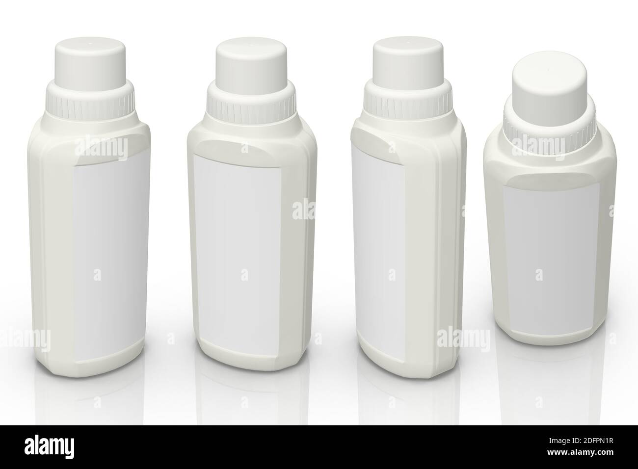 3D-Rendering - hochauflösendes Bild weiße Plastikflasche Vorlage isoliert auf weißem Hintergrund, hochwertige Details Stockfoto