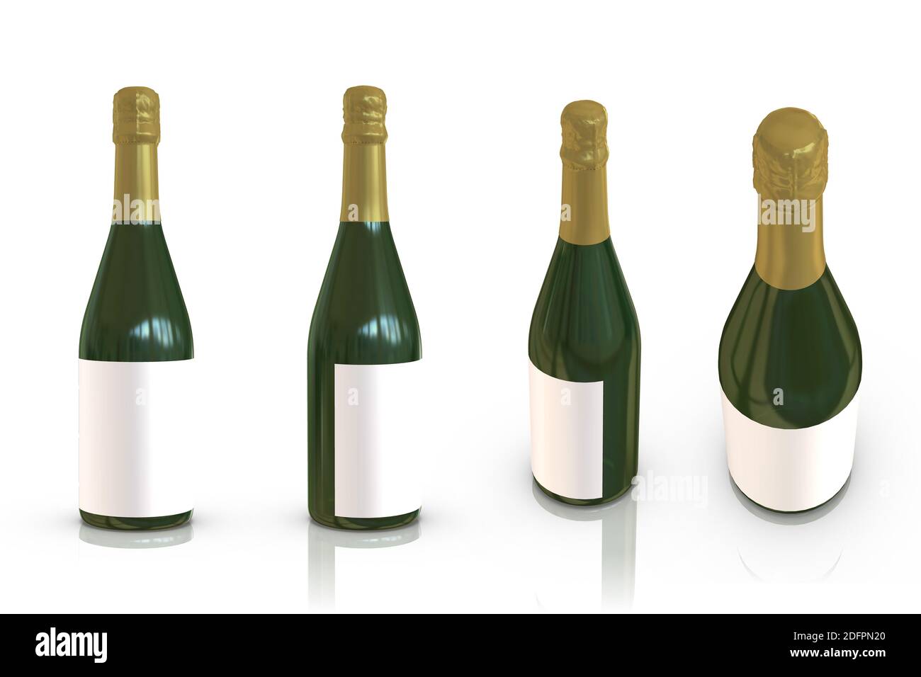3D-Rendering - hochauflösendes Bild Weinflasche Vorlage isoliert auf weißem Hintergrund, hochwertige Details Stockfoto