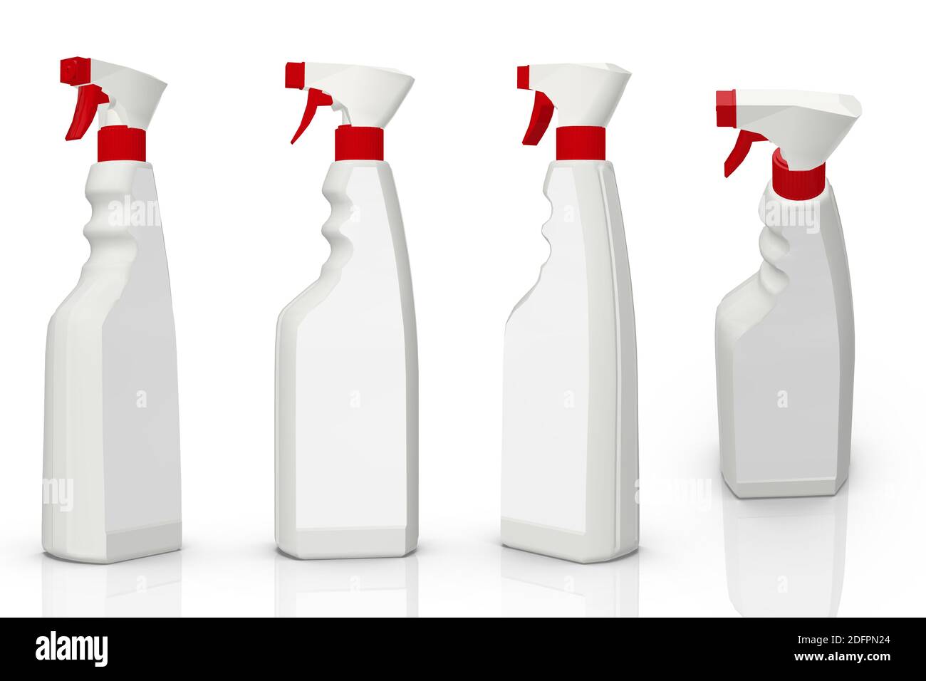 3D-Rendering - hochauflösendes Bild weiße Sprühflasche Vorlage isoliert auf weißem Hintergrund, hochwertige Details Stockfoto