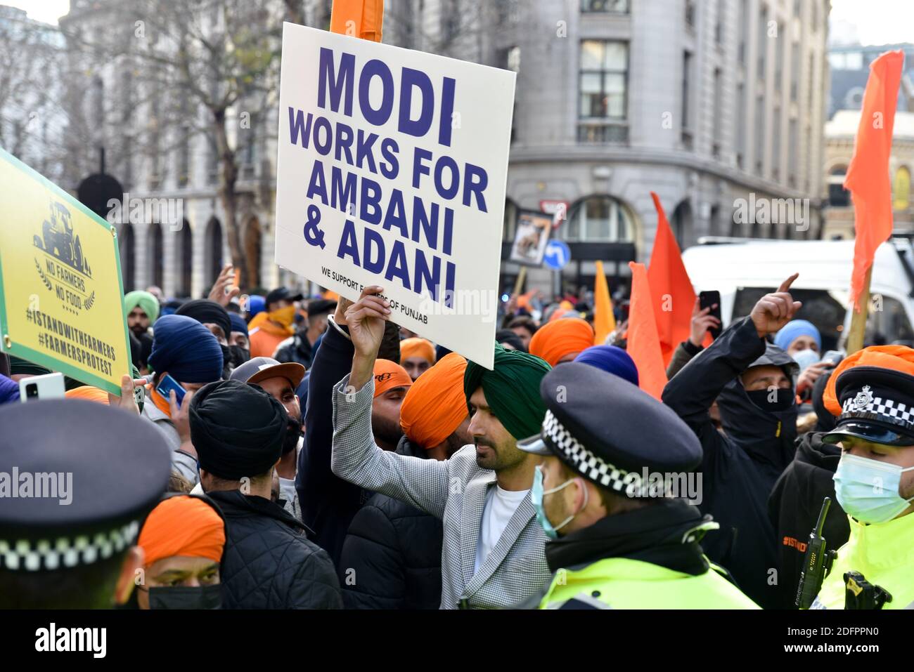 London, Großbritannien. Dezember 2020. Proteste in London und vor der indischen Hochkommission gegen die Agrargesetze, Farmers Bill 2020. Kredit: Matthew Chattle/Alamy Live Nachrichten Stockfoto