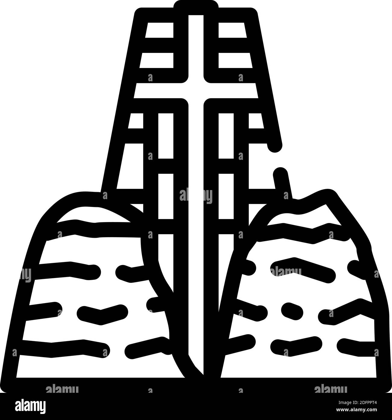 katholische Kapelle der heiligen Kreuzlinie Symbol Vektor-Illustration Stock Vektor