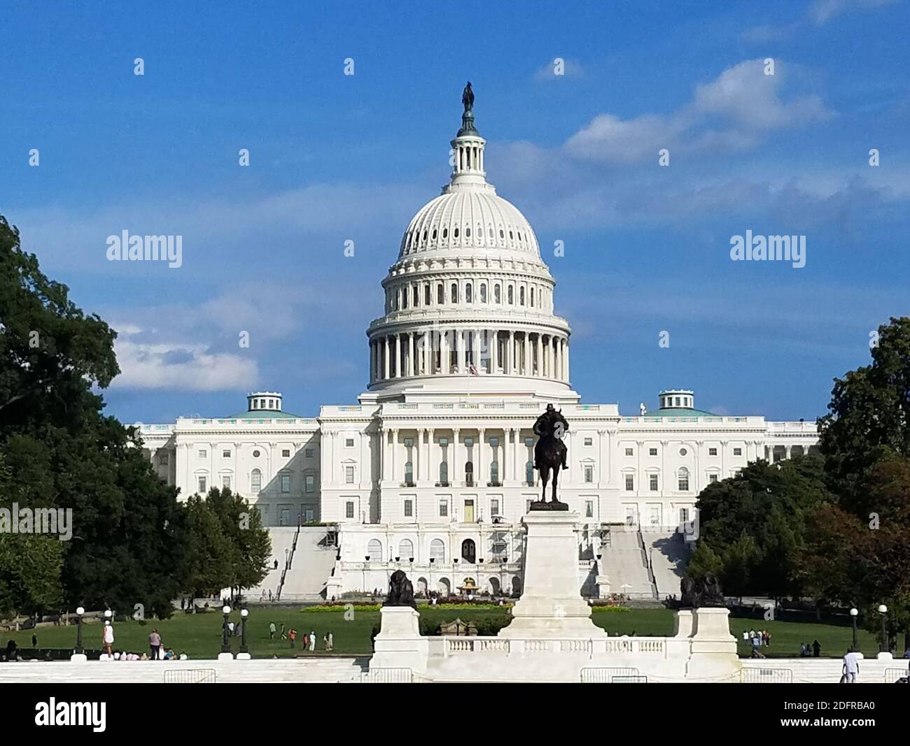 Die westliche Fassade des Kapitolgebäudes der Vereinigten Staaten, auf dem Capitol Hill in Washington DC, USA. Stockfoto