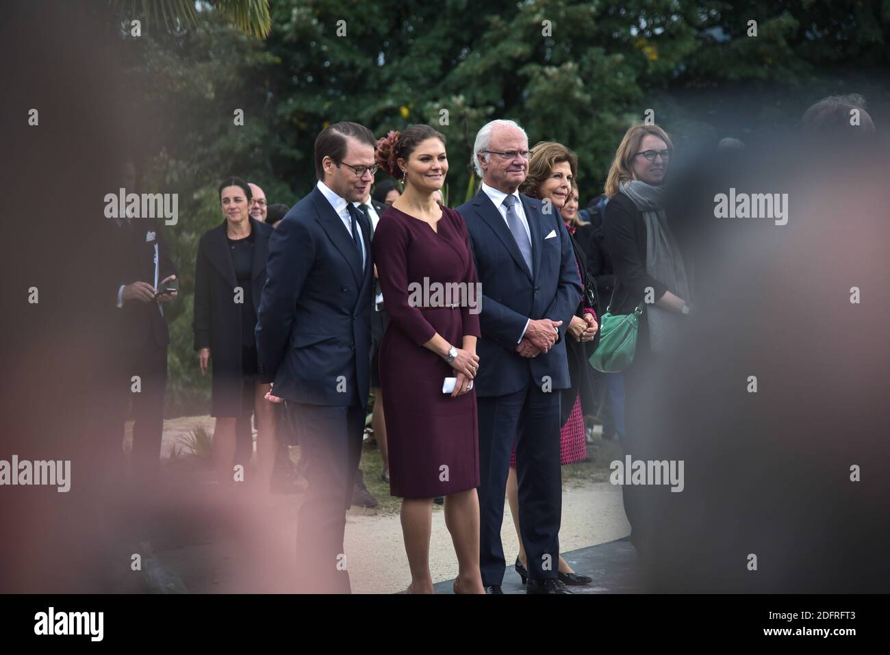 König Carl Gustav, Königin Silvia, Prinzessin Victoria und Prinz Daniel mit Francois Bayrou Major der Stadt im Parc Beaumont in Pau, Frankreich am 8. oktober 2018. Foto von Quentin Top/ABACAPRESS.COM Stockfoto