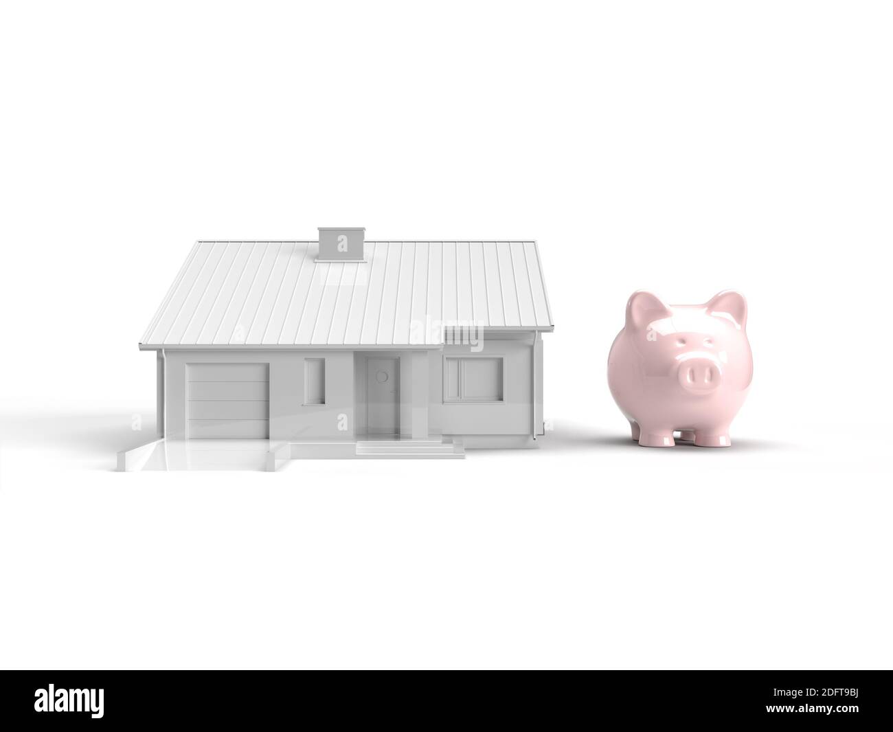 Sparschwein und Haushypothek oder Hauskäufer Konzept Stockfoto