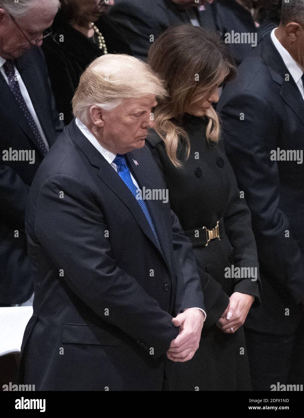 US-Präsident Donald J. Trump und First Lady Melania Trump besuchen den nationalen Trauerdienst zu Ehren des verstorbenen ehemaligen US-Präsidenten George H.W. Bush in der Washington National Cathedral in Washington, DC am Mittwoch, 5. Dezember 2018.Foto von Ron Sachs / CNP/ABACAPRESS.COM Stockfoto