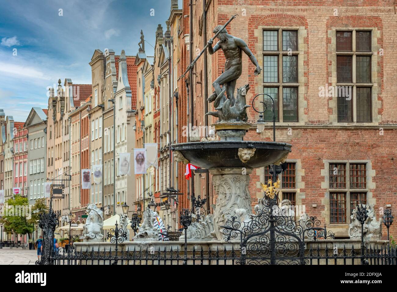 Statue von Neptun Brunnen in der Altstadt von Danzig Stockfoto