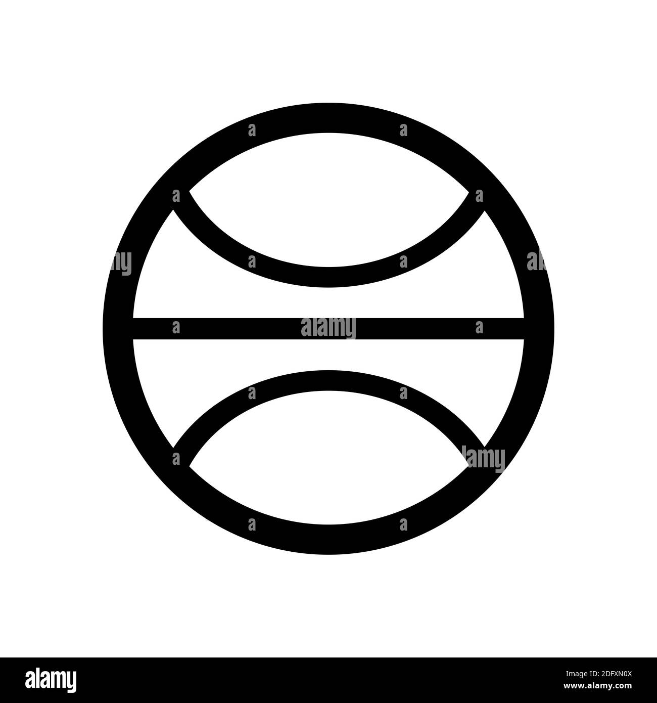 Das Symbol der Terra, eines der Symbole der Alchemie. Schwarz-weiße Terrakotta-Ikone. Stockfoto