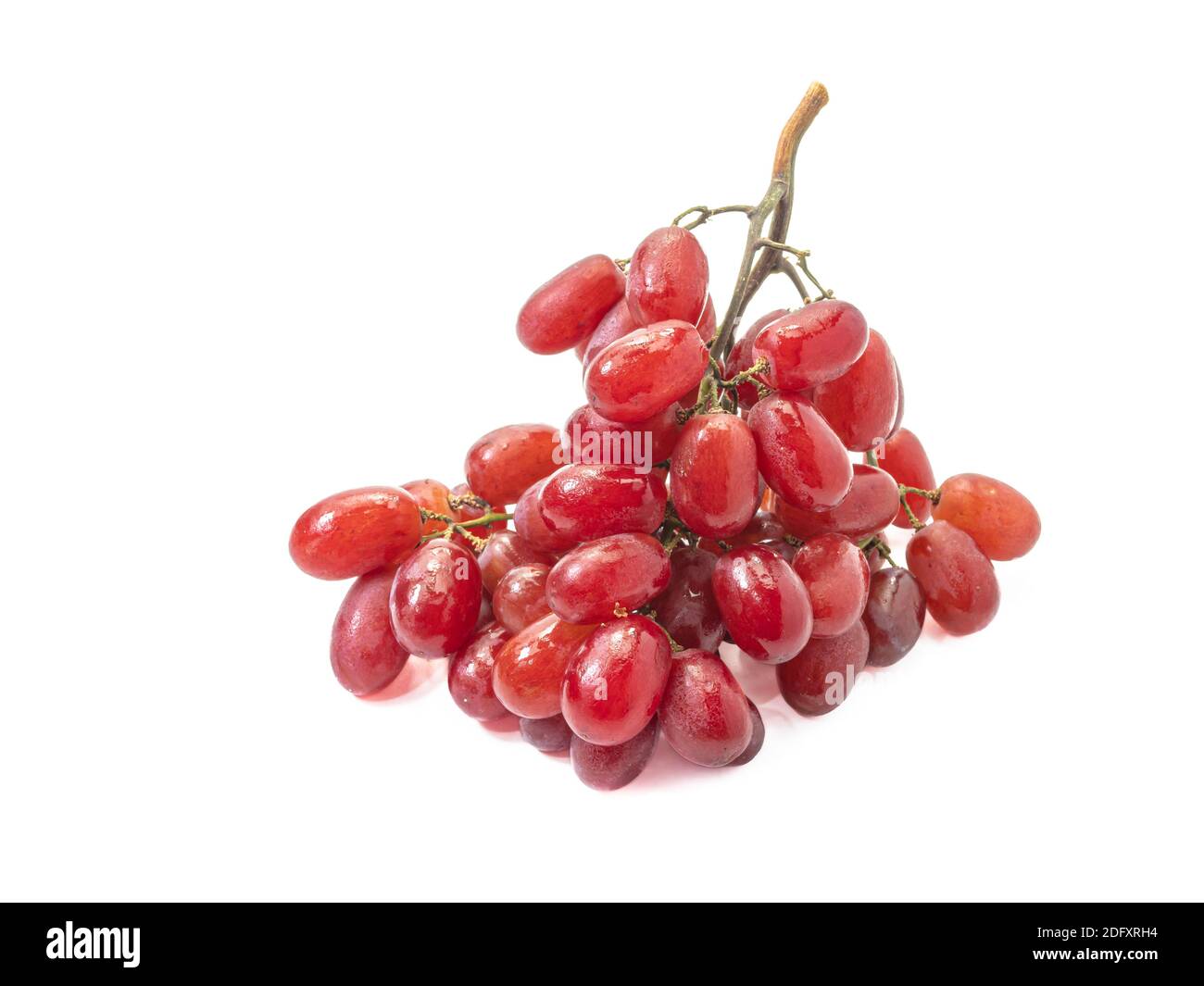 Die Nahaufnahme von frischen roten Trauben Bio-Obst Lebensmittel isoliert auf weißem Hintergrund. Stockfoto
