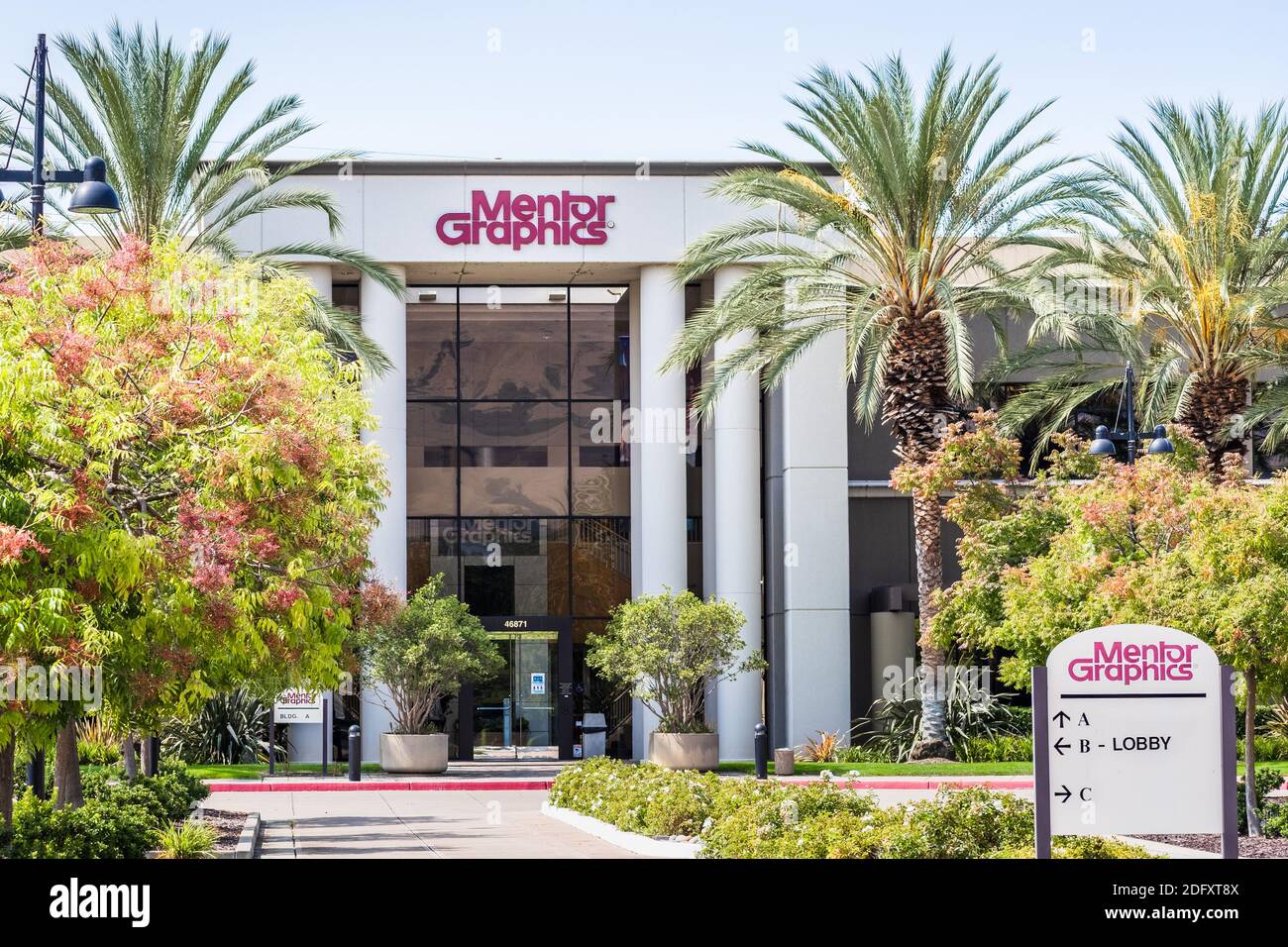 Sep 17, 2020 Fremont / CA / USA - Mentor Graphics hat seinen Hauptsitz im Silicon Valley; Mentor Graphics ist ein in den USA ansässiger Electronic Design Automation (EDA) Stockfoto