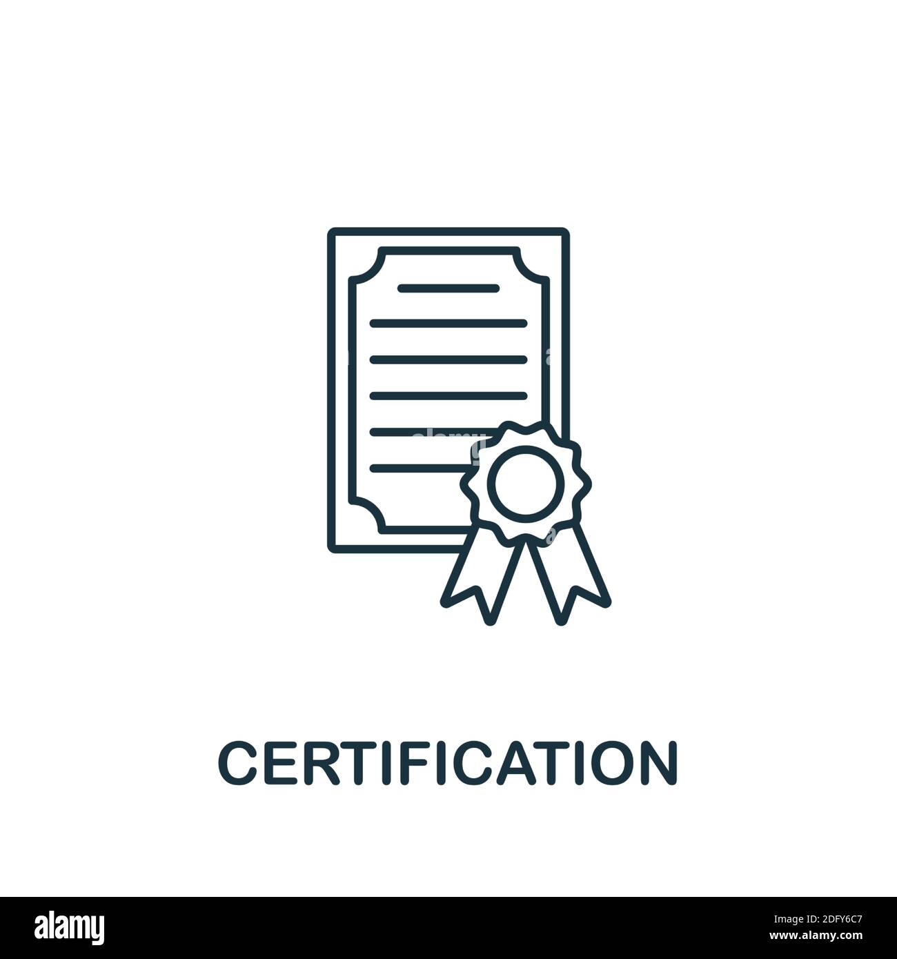 Zertifizierungssymbol. Line Style Element aus der gdpr Kollektion. Thin Certification Symbol für Vorlagen, Infografiken und mehr Stock Vektor