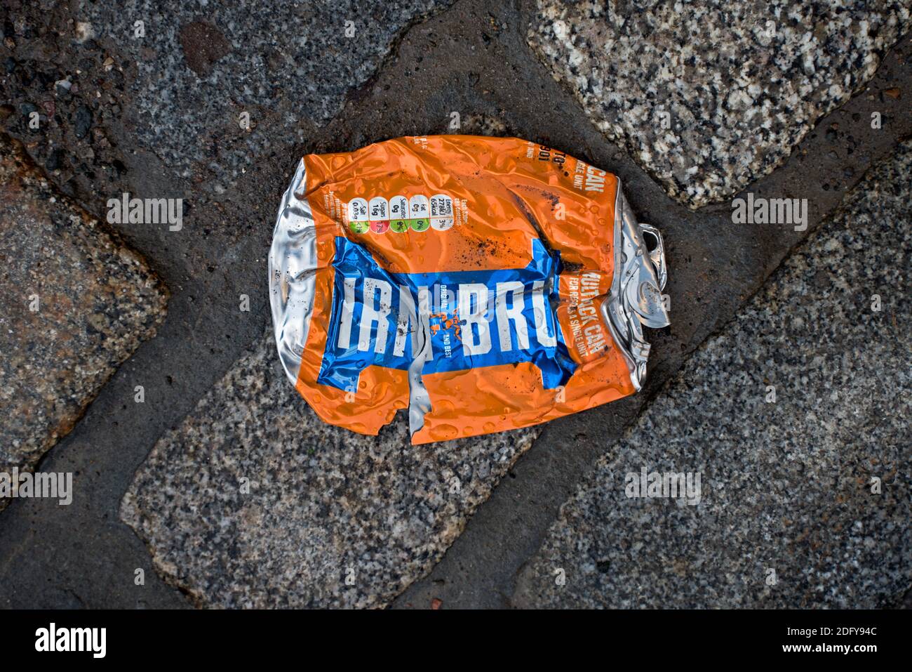 Zerkleinerte Irn-Brun-Dose. Stockfoto