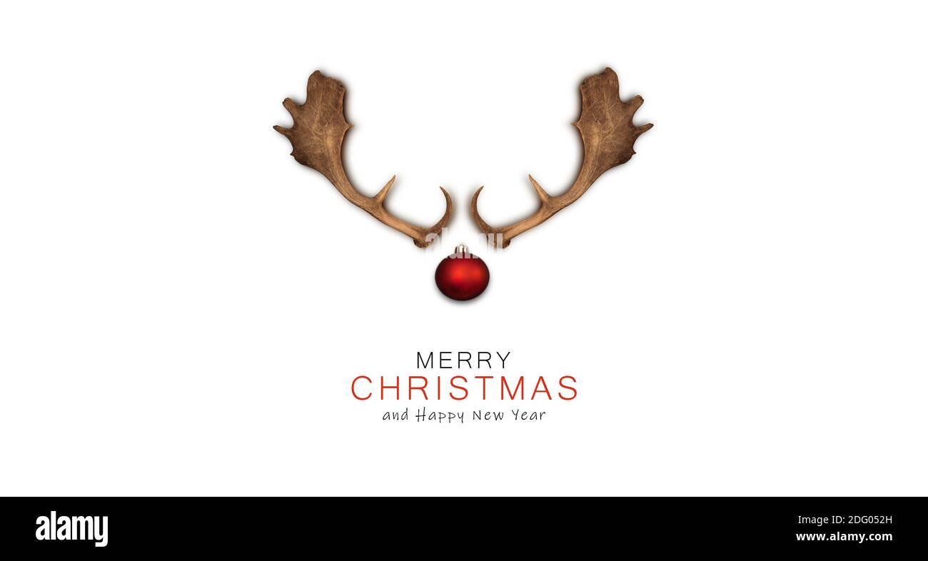 Frohe Weihnachtskarte mit abstraktem Hirschgesicht. Stockfoto