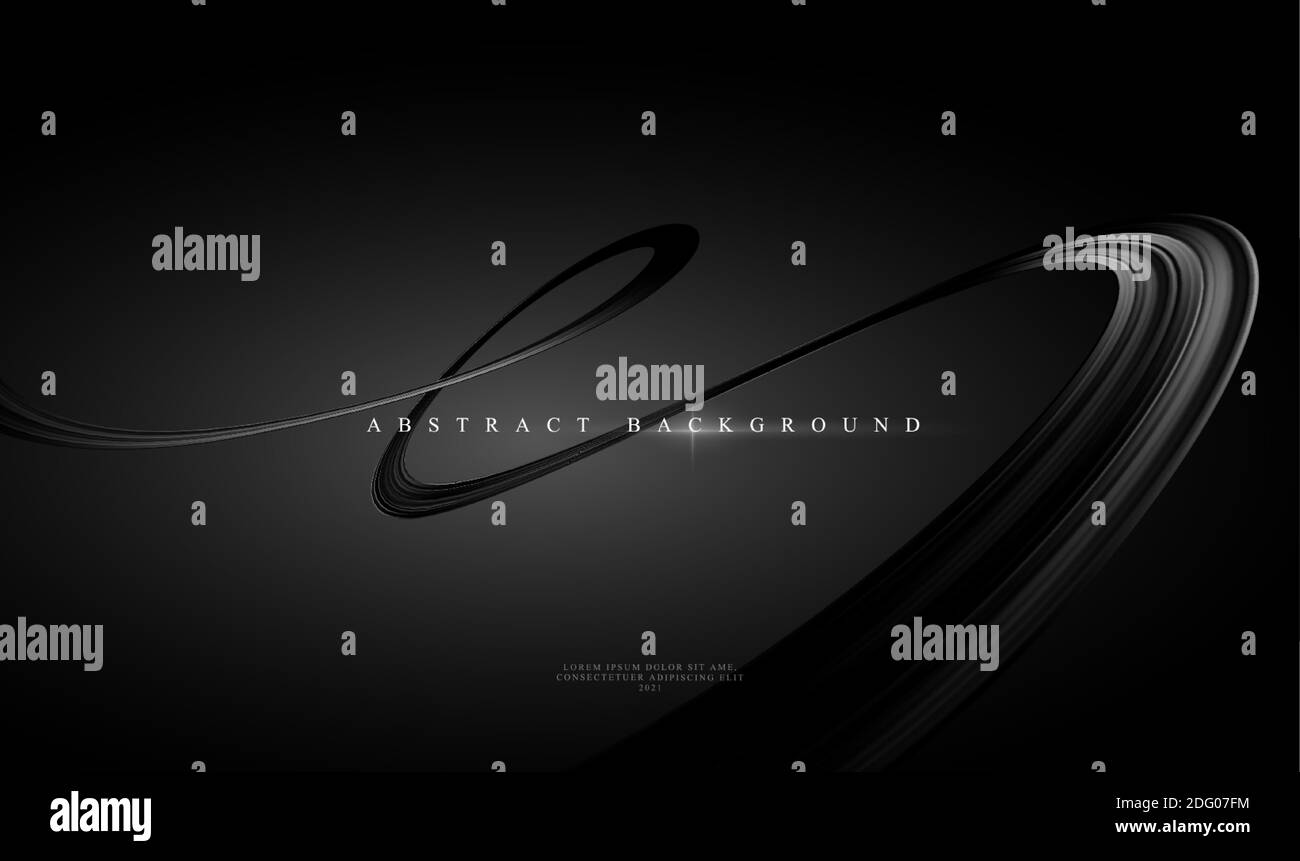 Modern trending Schwarz abstrakten Hintergrund mit glänzend schwarz geschwungene Band. Vektorgrafik Stock Vektor