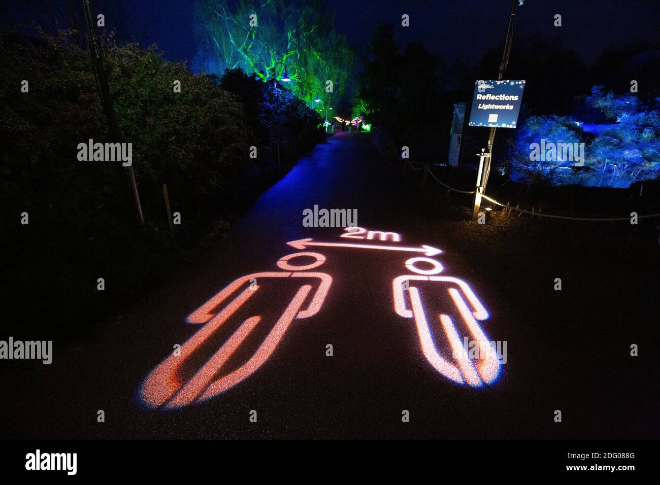 Edinburgh, Schottland. Dezember 2020. Pressegespräch Weihnachtslicht im Botanischen Garten von Edinburgh. Der Botanische Garten von Edinburgh zeigt das Licht an Stockfoto
