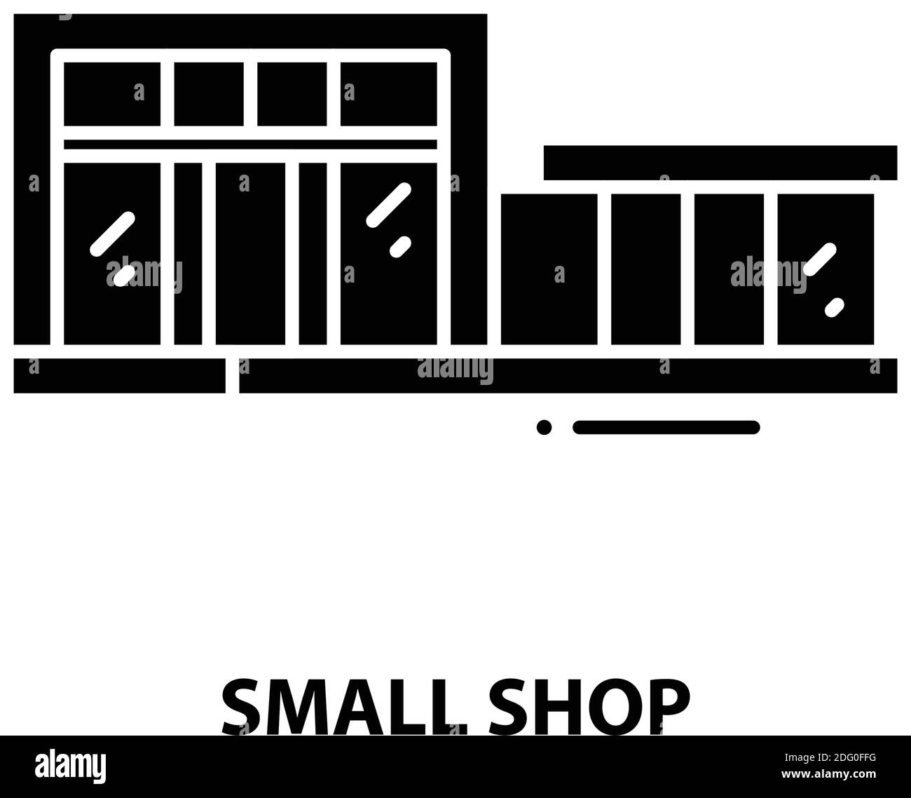 Kleines Ladensymbol, schwarzes Vektorzeichen mit editierbaren Konturen, Konzeptdarstellung Stock Vektor