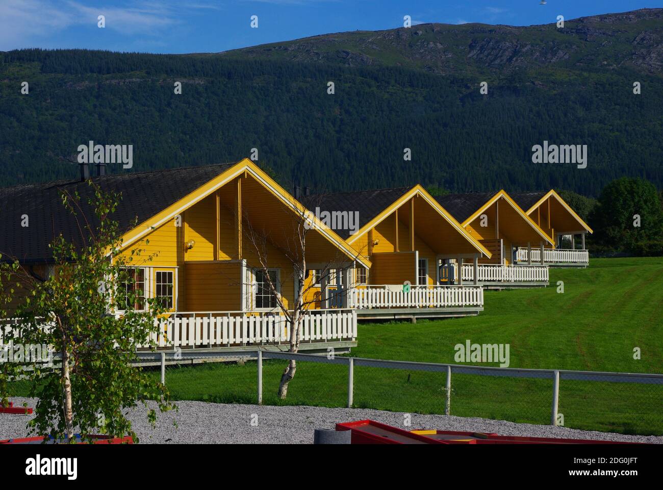 Vermietung Hütten auf einem Campingplatz Stockfoto