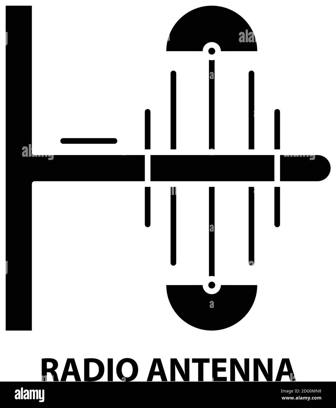 Antennensymbol des Funkgeräts, schwarzes Vektorzeichen mit editierbaren Strichen, Konzeptdarstellung Stock Vektor