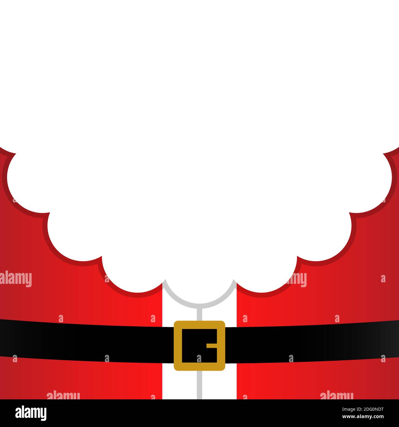 Weihnachtsbanner mit gratis Kopie spce. Weihnachtsangebot. Weihnachtsmann-Werbebanner. Roter Weihnachtsmann-Anzug, Ledergürtel mit Goldschnalle, weißer Bart, Konzept Stock Vektor