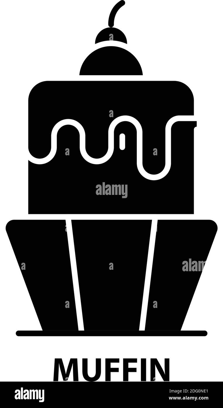 Muffin-Symbol, schwarzes Vektorzeichen mit editierbaren Konturen, Konzeptdarstellung Stock Vektor