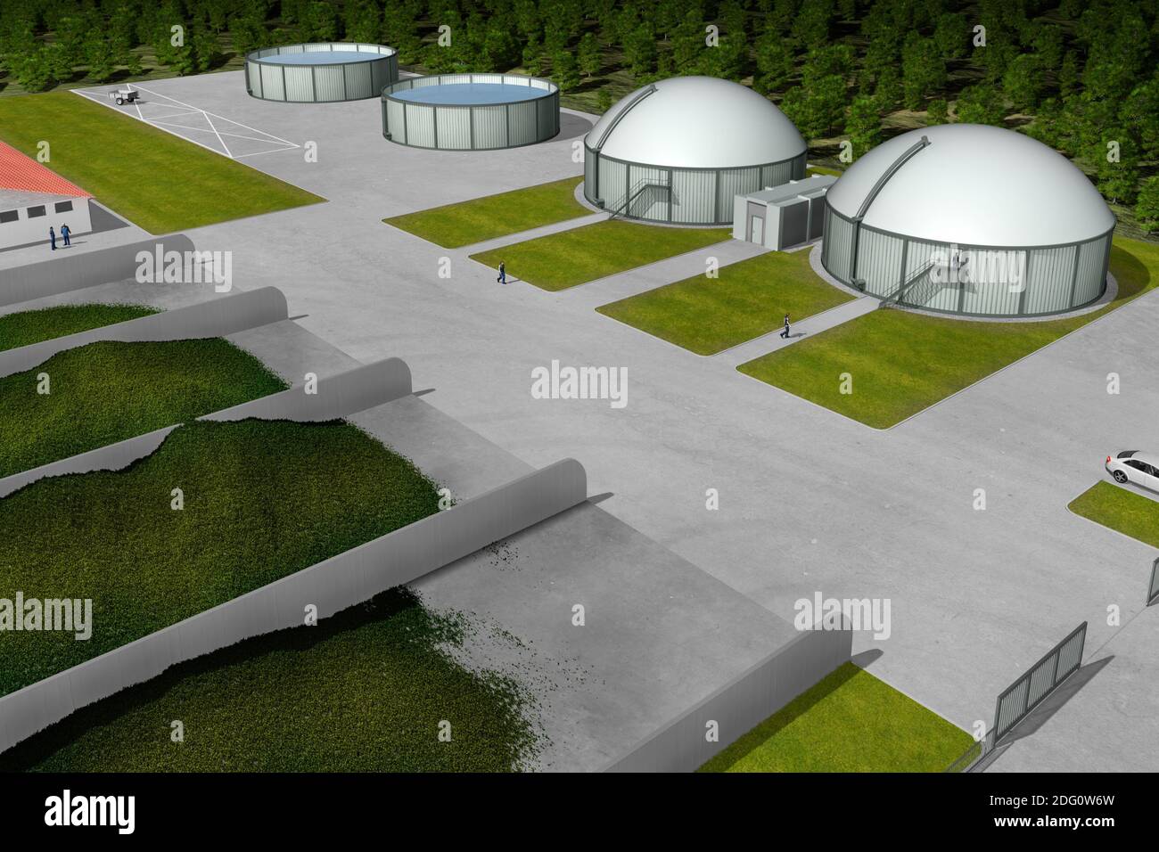 Biogasanlage aus der Luft Stockfoto
