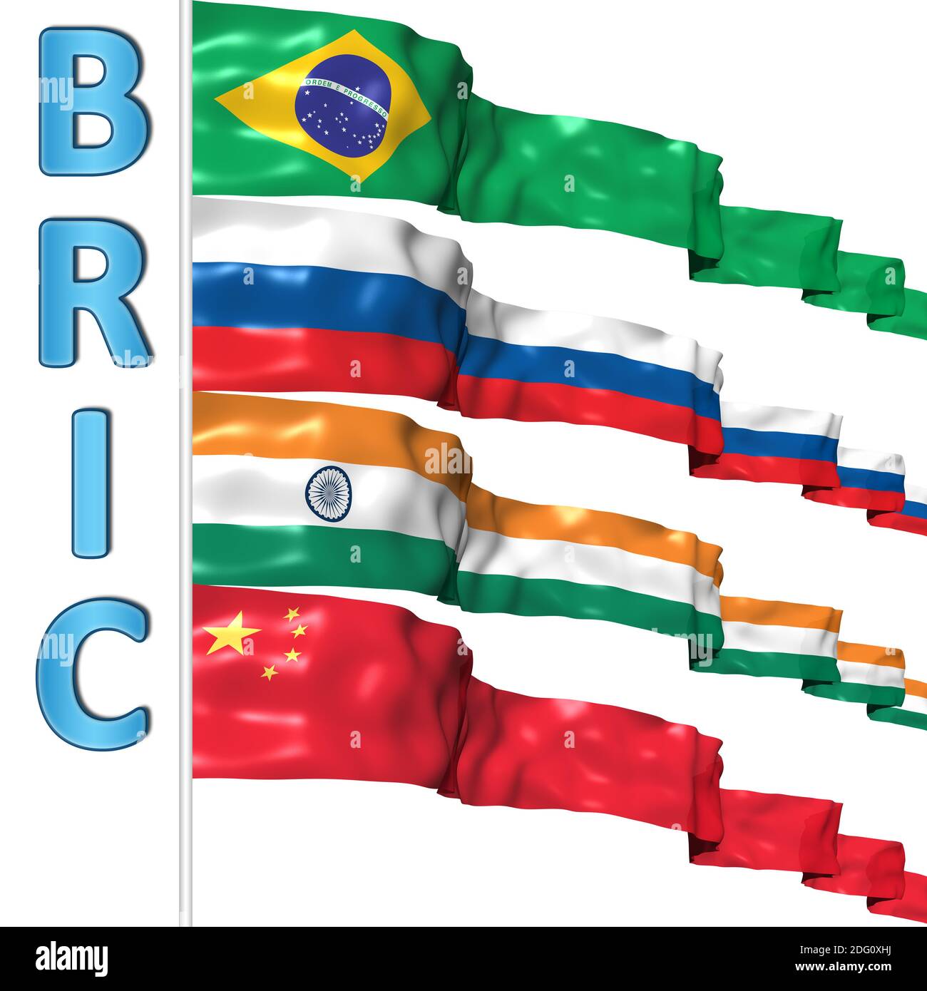 BRIC-Länder Flaggen Stockfoto