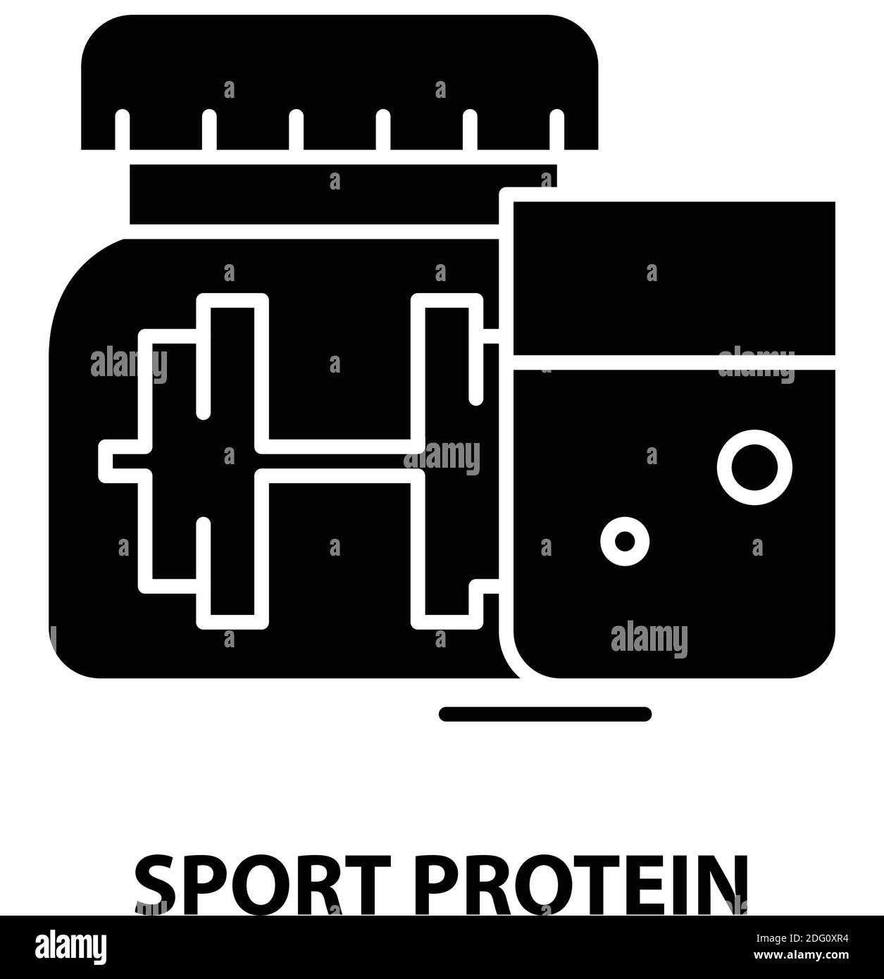Sportproteinsymbol, schwarzes Vektorzeichen mit editierbaren Konturen, Konzeptdarstellung Stock Vektor