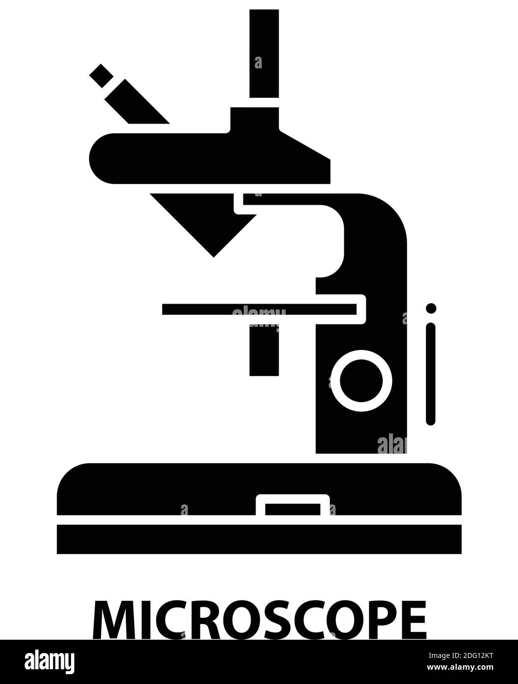 Mikroskop-Symbol, schwarzes Vektorzeichen mit editierbaren Konturen, Konzeptdarstellung Stock Vektor