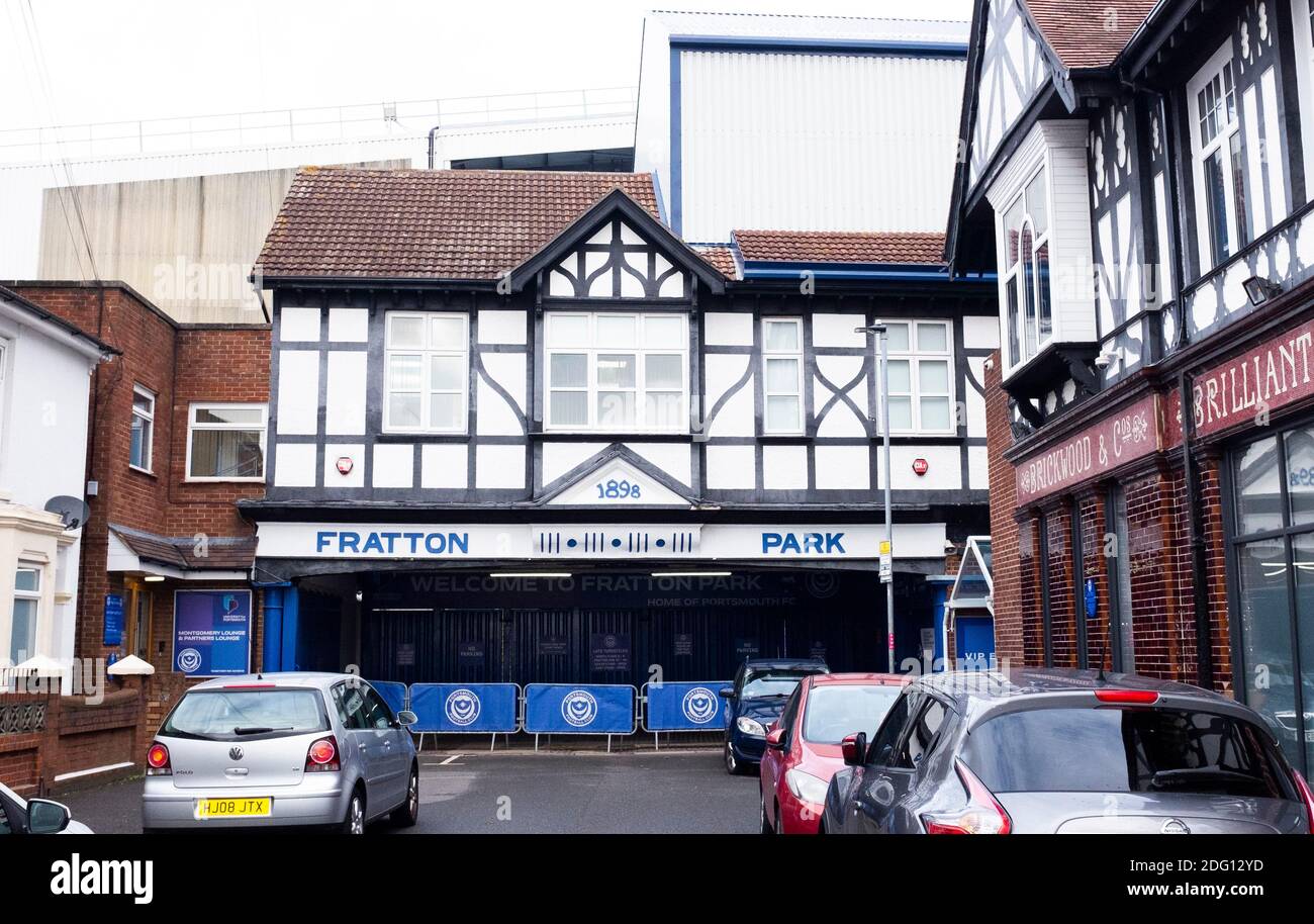 Der Eintritt zum Fratton Park vor der Sky Bet EFL League ein Spiel zwischen Portsmouth und Peterborough United in Fratton Park , Portsmouth , UK - 5. Dezember 2020 Stockfoto