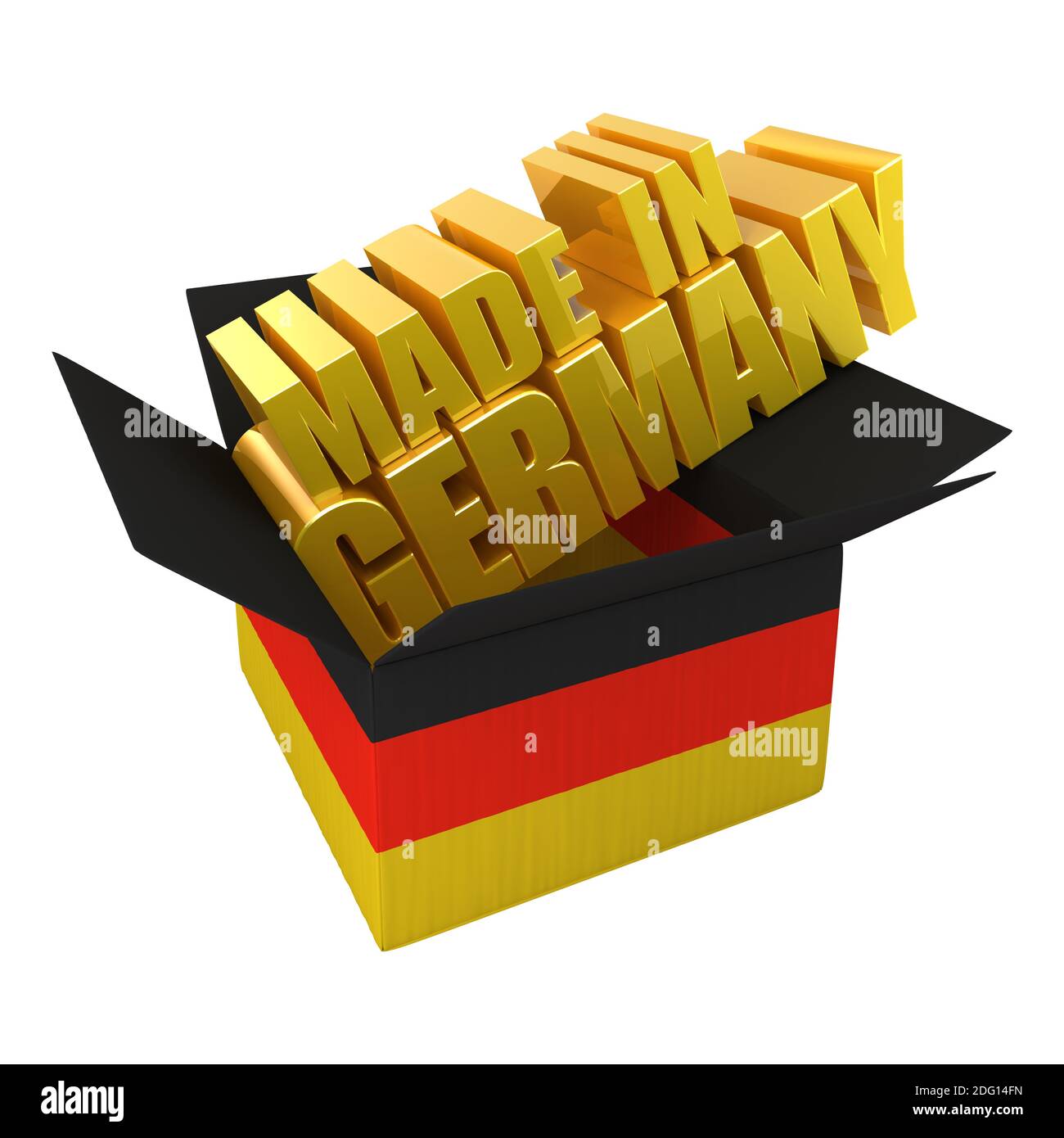 Made in Germany. 3D-Illustration Konzept isoliert auf weiss Stockfoto