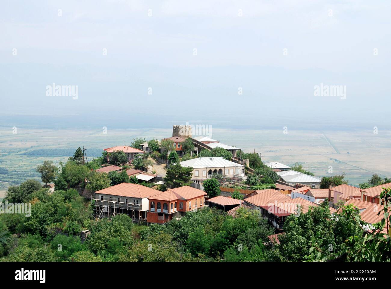 Blick von Signakhi in Richtung Alazani Valley.Kacheti. Georgien Stockfoto