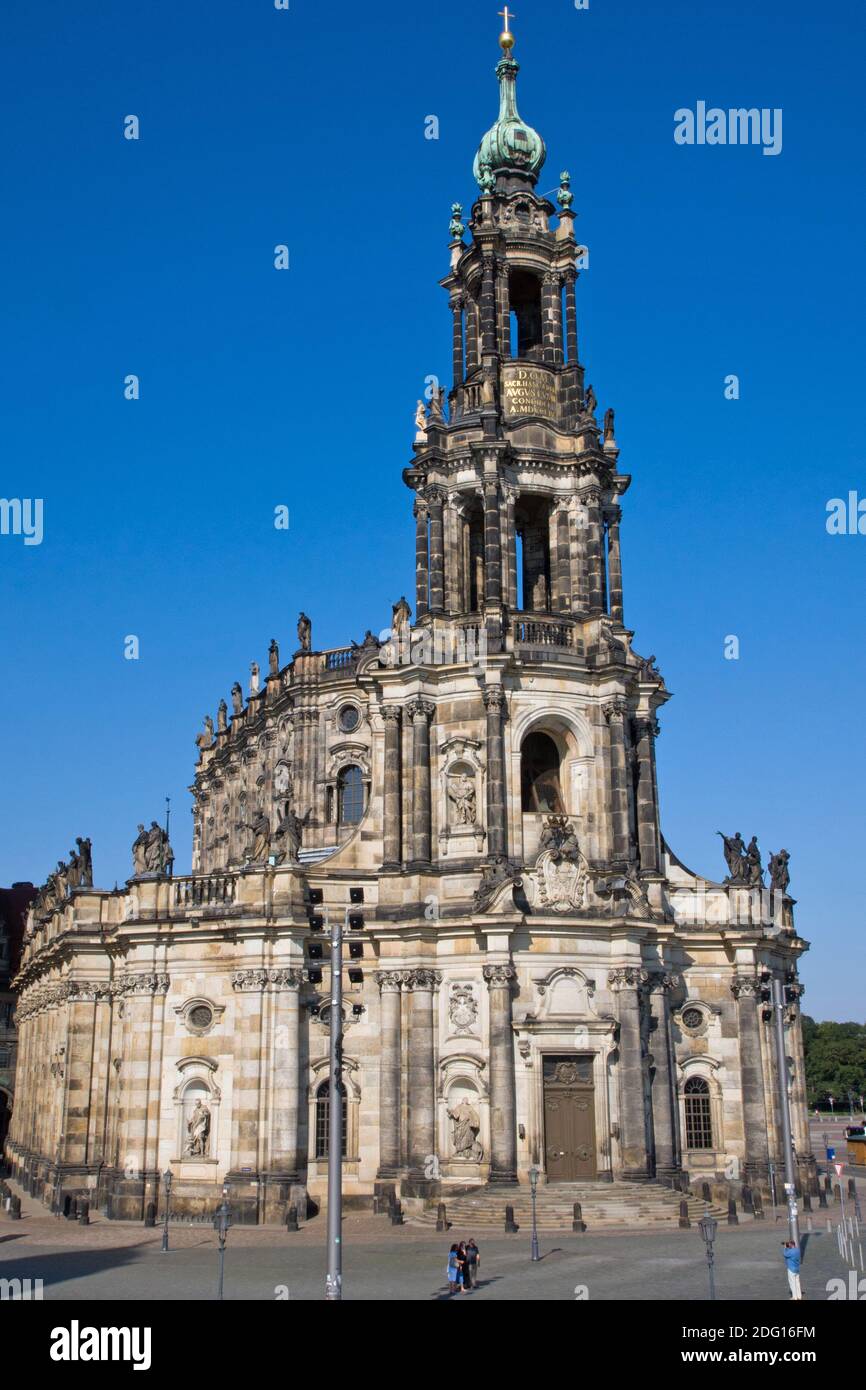 Die barocke Hofkirche in Dresden Stockfoto