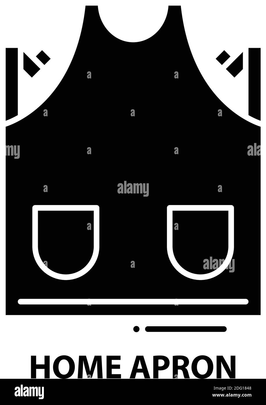 Heimschürzensymbol, schwarzes Vektorzeichen mit editierbaren Konturen, Konzeptdarstellung Stock Vektor