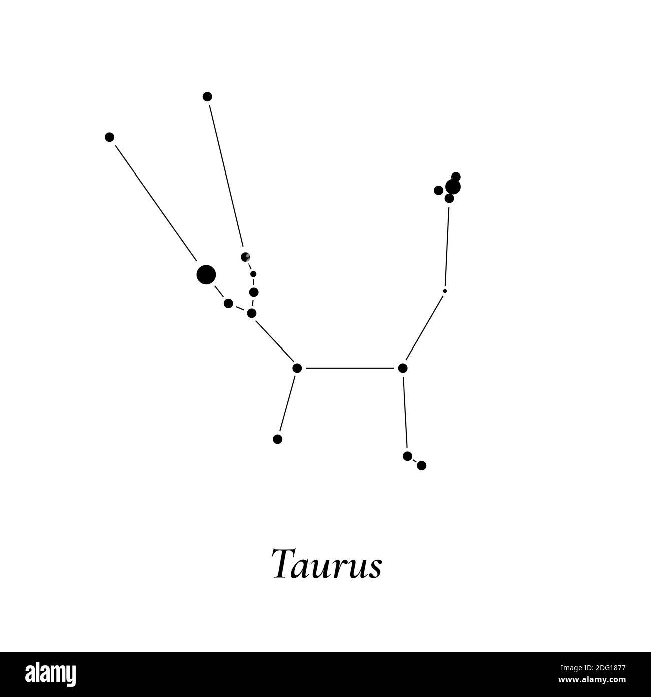 Taurus-Schild. Sternenkarte des Sternbildes. Vektorgrafik Stock Vektor