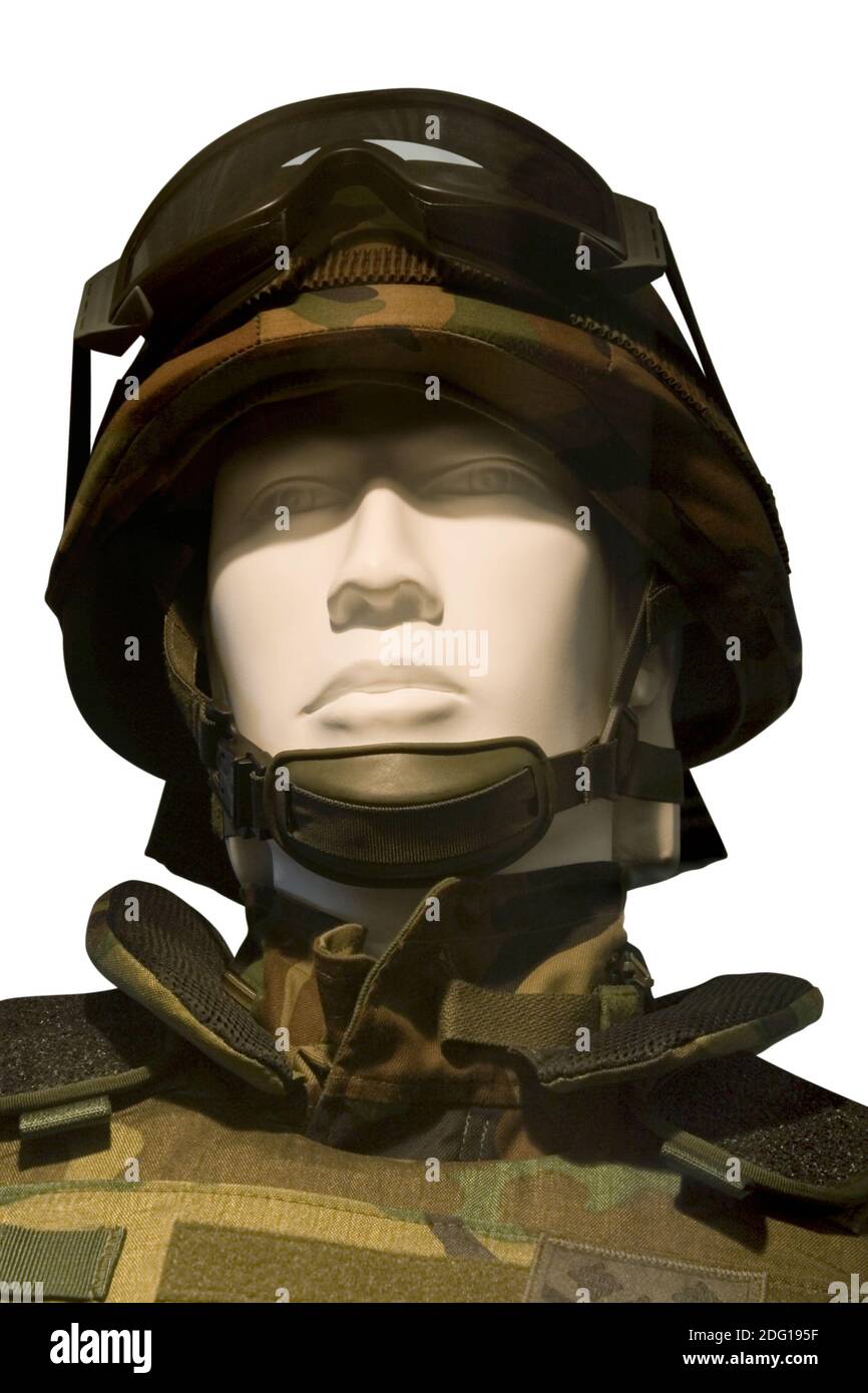 Ausschnitt des Soldaten-Helms Stockfoto