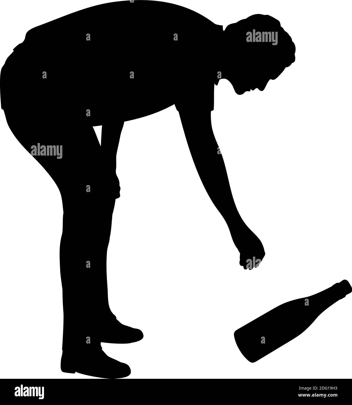 Silhouette der Mann hebt die Flasche. Symbol für die Abbildung Stock Vektor