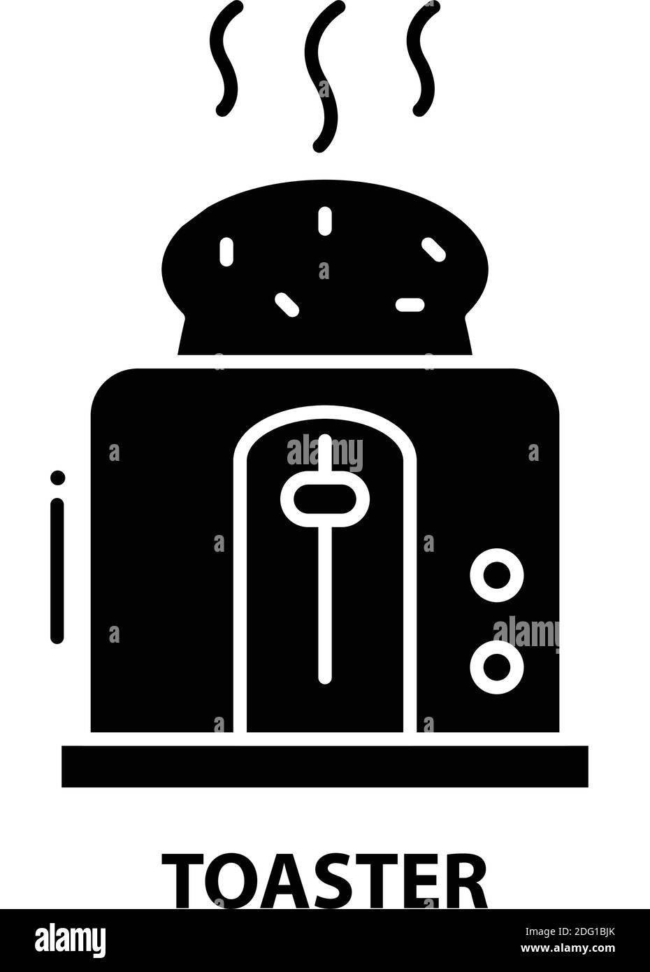 toaster-Symbol, schwarzes Vektorzeichen mit editierbaren Konturen, Konzeptdarstellung Stock Vektor