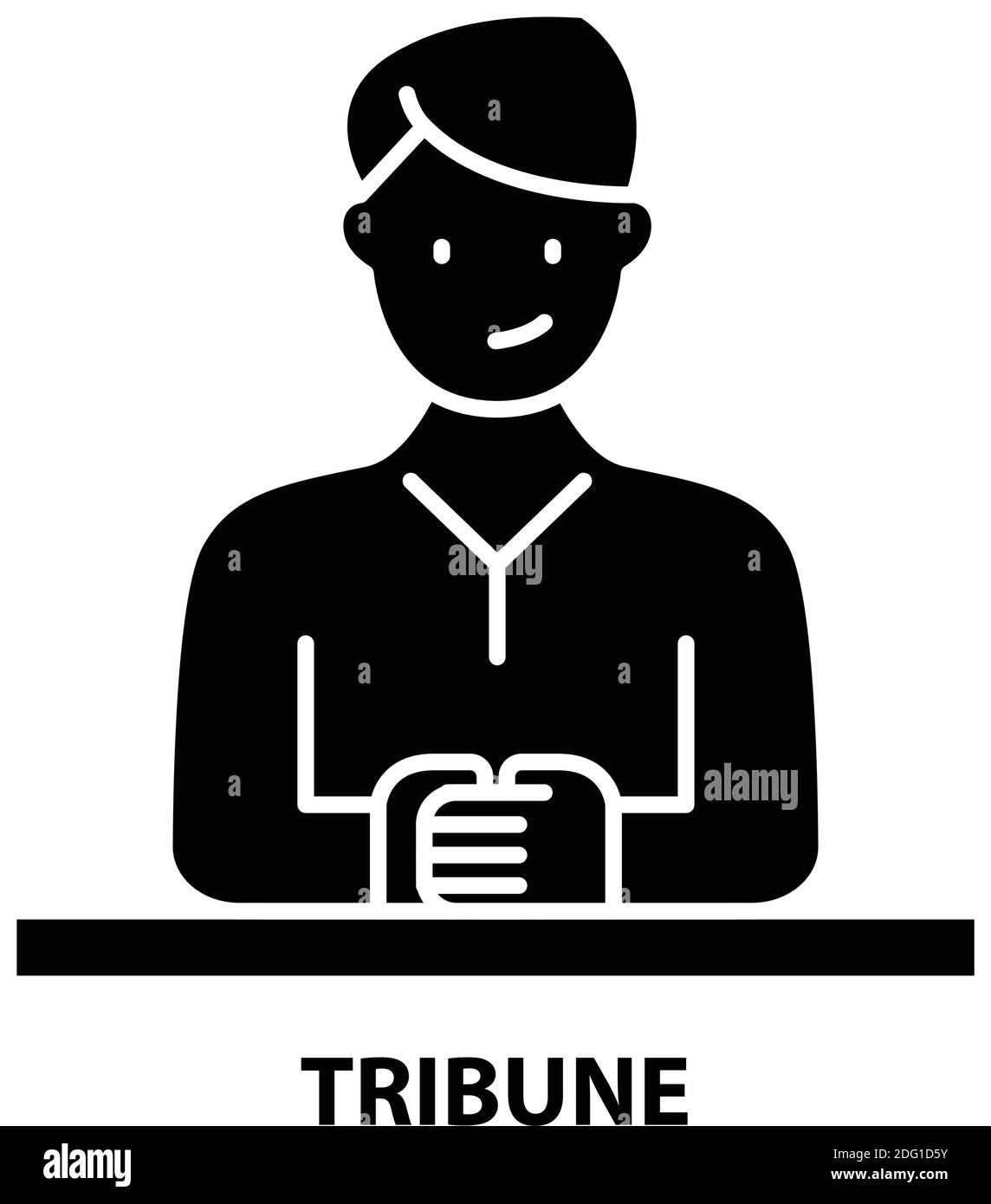 tribun-Symbol, schwarzes Vektorzeichen mit bearbeitbaren Konturen, Konzeptdarstellung Stock Vektor
