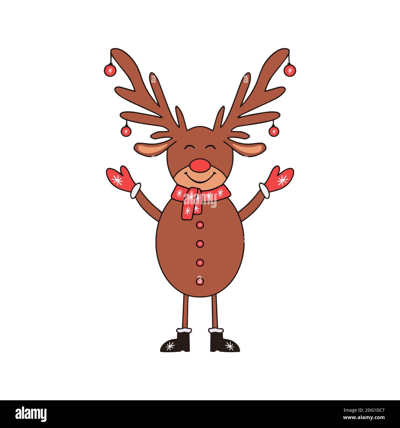 Cute Cartoon Hirsch Charakter auf weißem Hintergrund. Stock Vektor