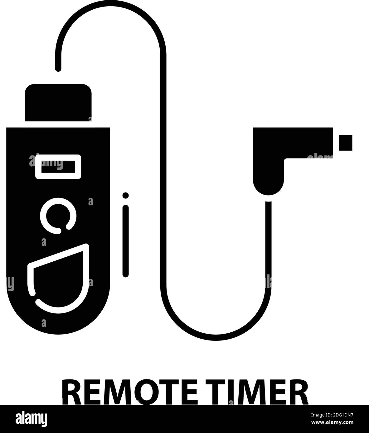 Outdoor-Timer mit Remote-Symbol, schwarzes Vektorschild mit editierbaren Konturen, Konzeptdarstellung Stock Vektor